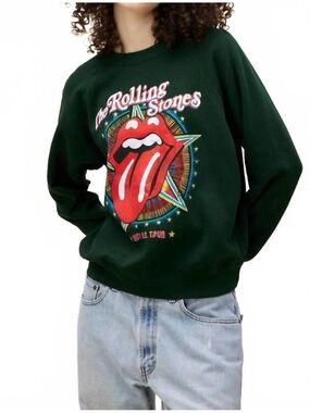 Daydreamer Rolling Stones 1981 US Tour Raglan Hunter Green Crew Sweatshirt NWOT